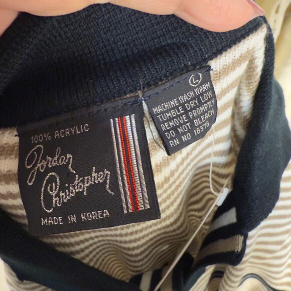 Jordan Christopher Women's Size L Tan Striped Collared Pullover Sweater #3531 - Picture 9 of 9